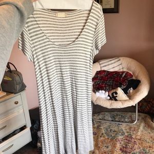 grey & white striped dress